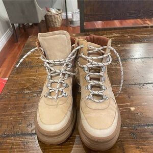 & Other Stories Off White / Beige Lace Up Boots Size EUR 38 US 8 Great Preowned